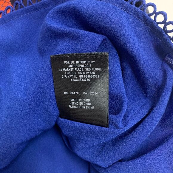 Anthropologie Maeve Dress Womens 4 Orange Black Polka Dot Cross Back Lined - Picture 12 of 15